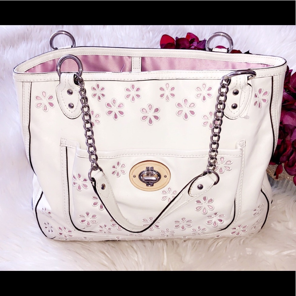 COACH Cream Floral Shoulder Bag